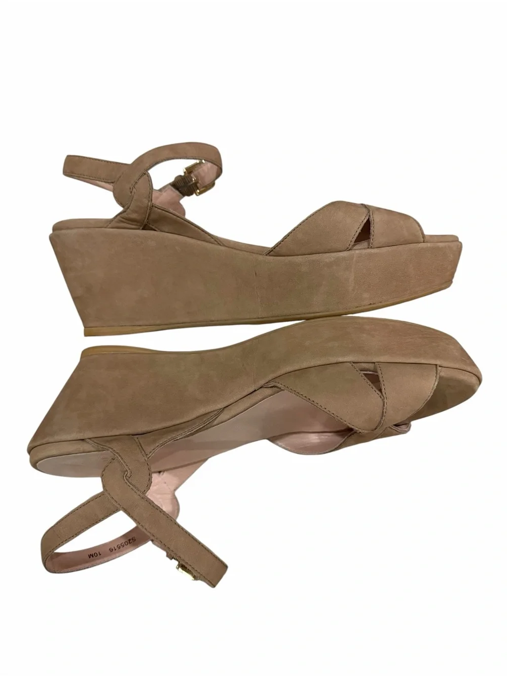 Stuart Weitzman 10 tan suede Lockness wedge platform sandals